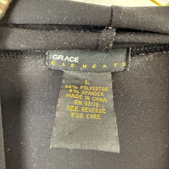 Black Two-Piece Dressy Set with Embellished Flare Leg Detail - Size - Large - Picture 4 of 10